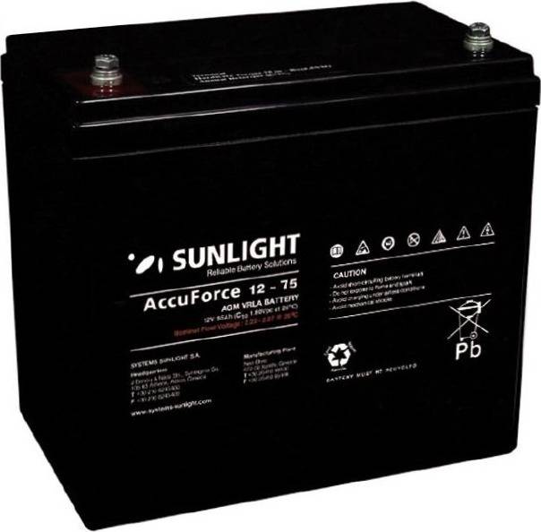 Εικόνα 1 από 1 — Μπαταρια SUNLIGHT 12V/75Ah AccuForce AGM VRLA Βαθιάς εκφόρτισης