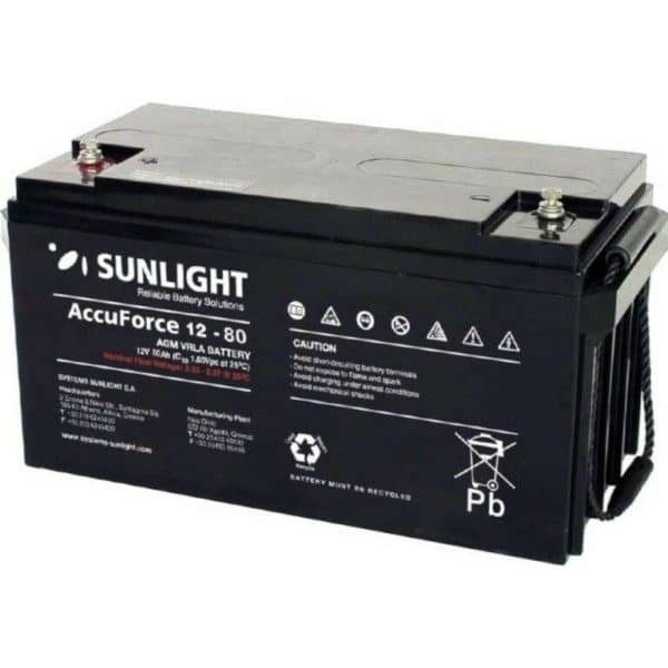 Εικόνα 1 από 1 — Μπαταρια SUNLIGHT 12V/80Ah AccuForce AGM VRLA Βαθιάς εκφόρτισης