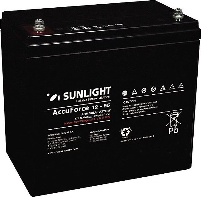 Εικόνα 1 από 1 — Μπαταρια SUNLIGHT 12V/55Ah AccuForce AGM VRLA Βαθιάς εκφόρτισης