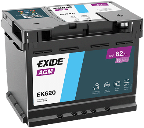 Εικόνα 1 από 4 — Μπαταρια Αυτοκινητου Exide EK620 62ah AGM CCA 680A Start/ Stop
