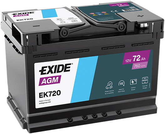 Εικόνα 1 από 4 — Μπαταρια Αυτοκινητου Exide EK720 72ah AGM CCA 760A Start/ Stop