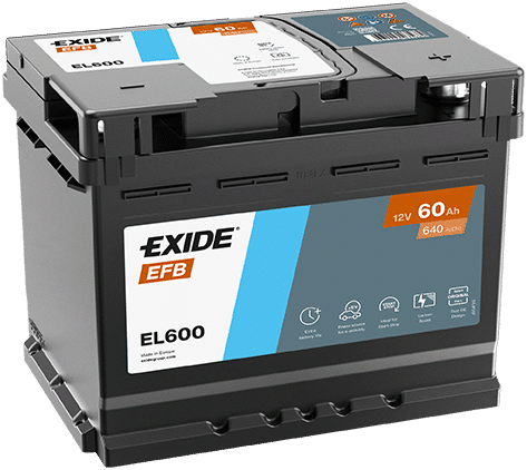 Εικόνα 1 από 4 — Μπαταρια Αυτοκινητου Exide EL600 60ah EFB CCA 640A Start/ Stop