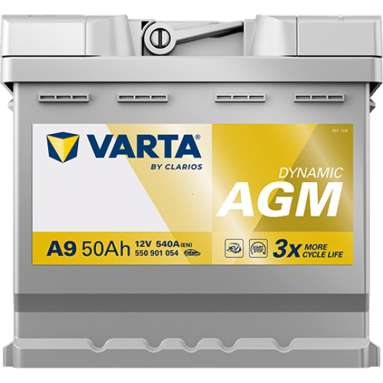 Εικόνα 1 από 3 — Μπαταρια Αυτοκινητου Varta A9 50ah AGM CCA 540A Start/ Stop