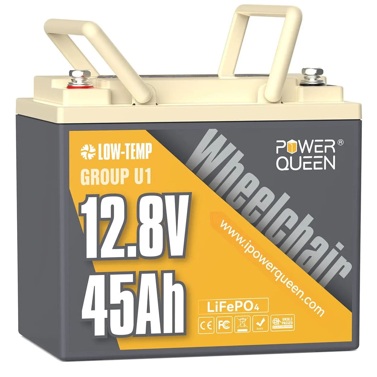 Εικόνα 1 από 1 — Μπαταρία λιθίου Power Queen 45Ah LifePo4 12.8V Group U1