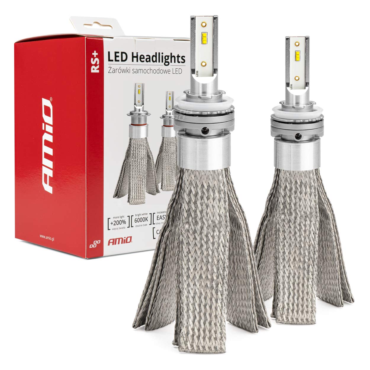 Εικόνα 1 από 11 — Amio – Λάμπες LED H8/H9/H11 τύπου RS+ Series τάση λειτουργίας 12-36V απόδοσης 50W με ψύκτρα λεπίδες φτερού Can-bus για Επιβατικά Αυτοκίνητα και Φορτηγά – 2 τεμ. (01086/71775/AM)