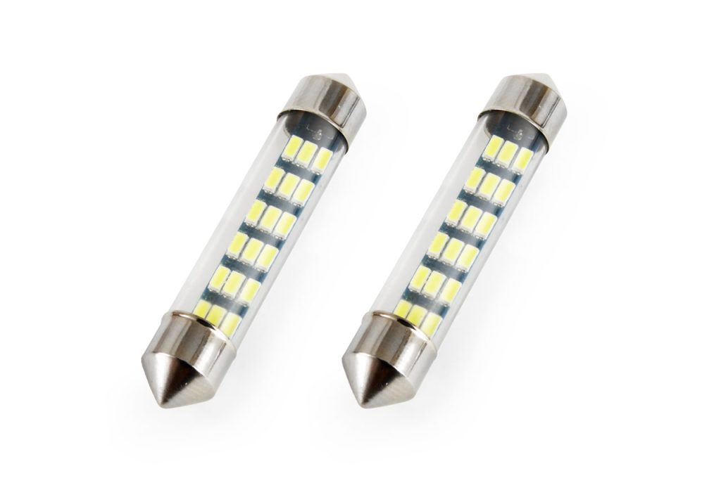 Εικόνα 1 από 1 — Amio – Λαμπάκια Πλαφονιέρας LED 18SMD Standard Festoon τύπου C5W τάση λειτουργίας 12V απόδοσης 0.7W μήκος 41mm χρώμα λευκό για Επιβατικά Αυτοκίνητα – 2 τεμ. (01092/AM)
