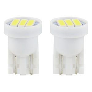 Amio - Λαμπάκια LED 3SMD 7020 τύπου T10 βάση W5W W2.1x9.5d τάση λειτουργίας 12V απόδοσης 0.4W χρώμα λευκό για Επιβατικά Αυτοκίνητα - 2 τεμ. (01096/AM)