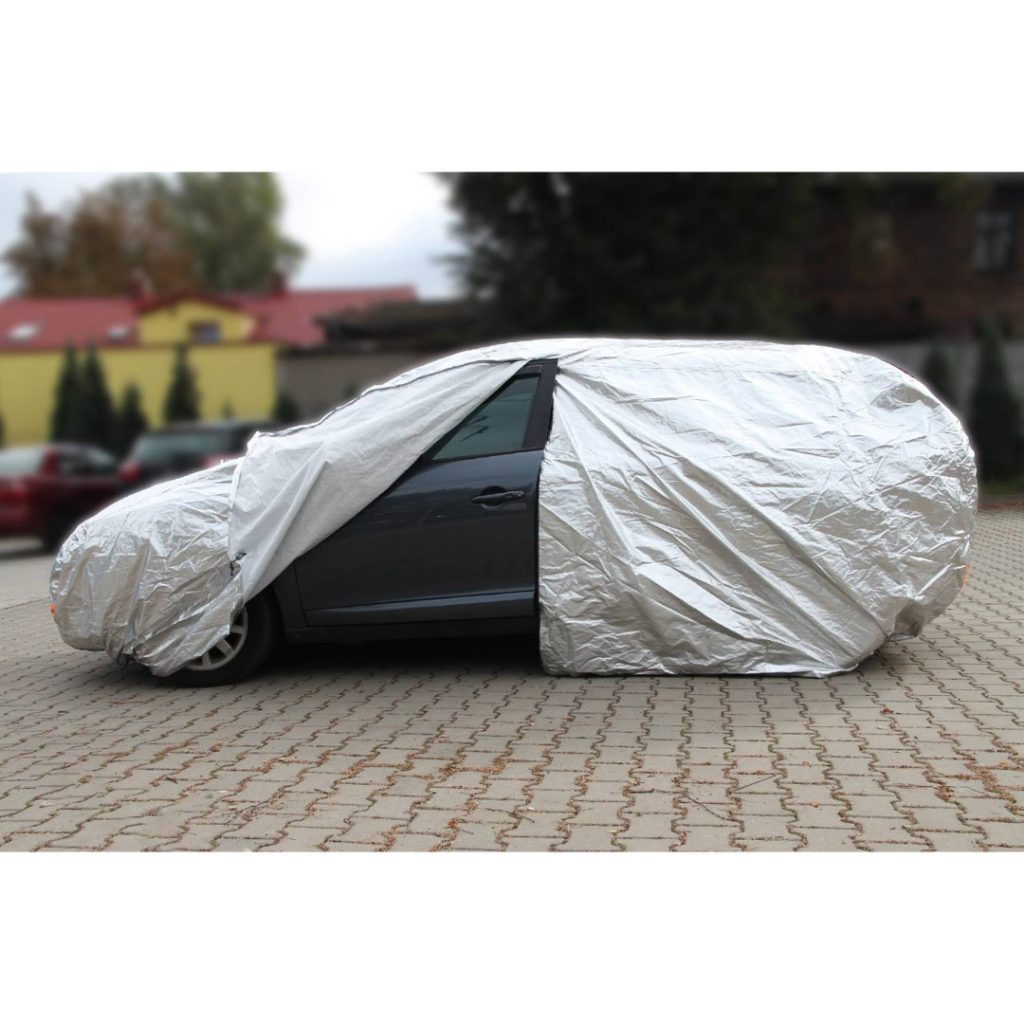 Εικόνα 2 από 4 — Amio – Κουκούλα Αυτοκινήτου Cotton 120g με φερμουάρ διάσταση 480 x 180 x 120 cm χρώμα ασημί μέγεθος Large για Επιβατικά Αυτοκίνητα – 1 τεμ. (01111/AM)