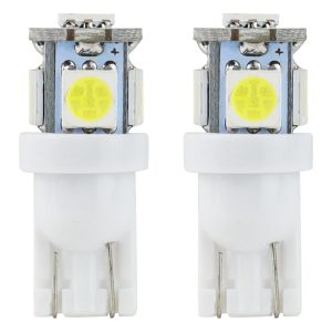 Amio - Λάμπες LED T10 W5W 12V W2.1x9.5d Λευκό Φως 5600K με 5 SMD 5050 chips Καρφωτές για Φώτα Θέσης Πινακίδας και Εσωτερικού Φωτισμού Αυτοκινήτου - 1 σετ (01284/AM)