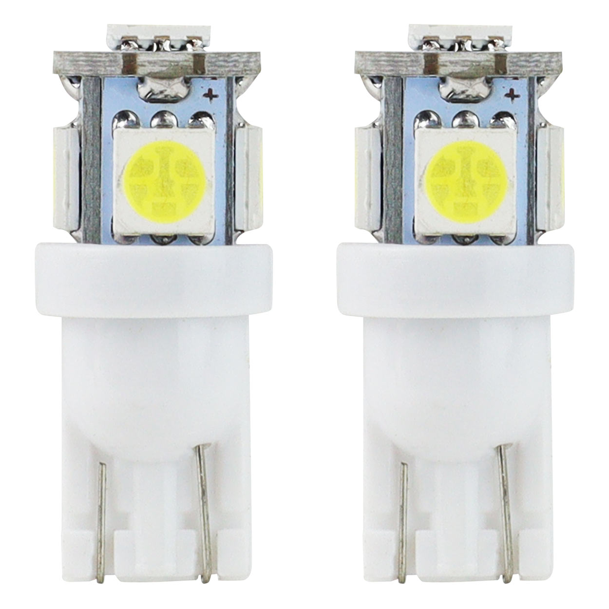 Εικόνα 1 από 3 — Amio – Λάμπες LED T10 W5W 12V W2.1×9.5d Λευκό Φως 5600K με 5 SMD 5050 chips Καρφωτές για Φώτα Θέσης Πινακίδας και Εσωτερικού Φωτισμού Αυτοκινήτου – 1 σετ (01284/AM)