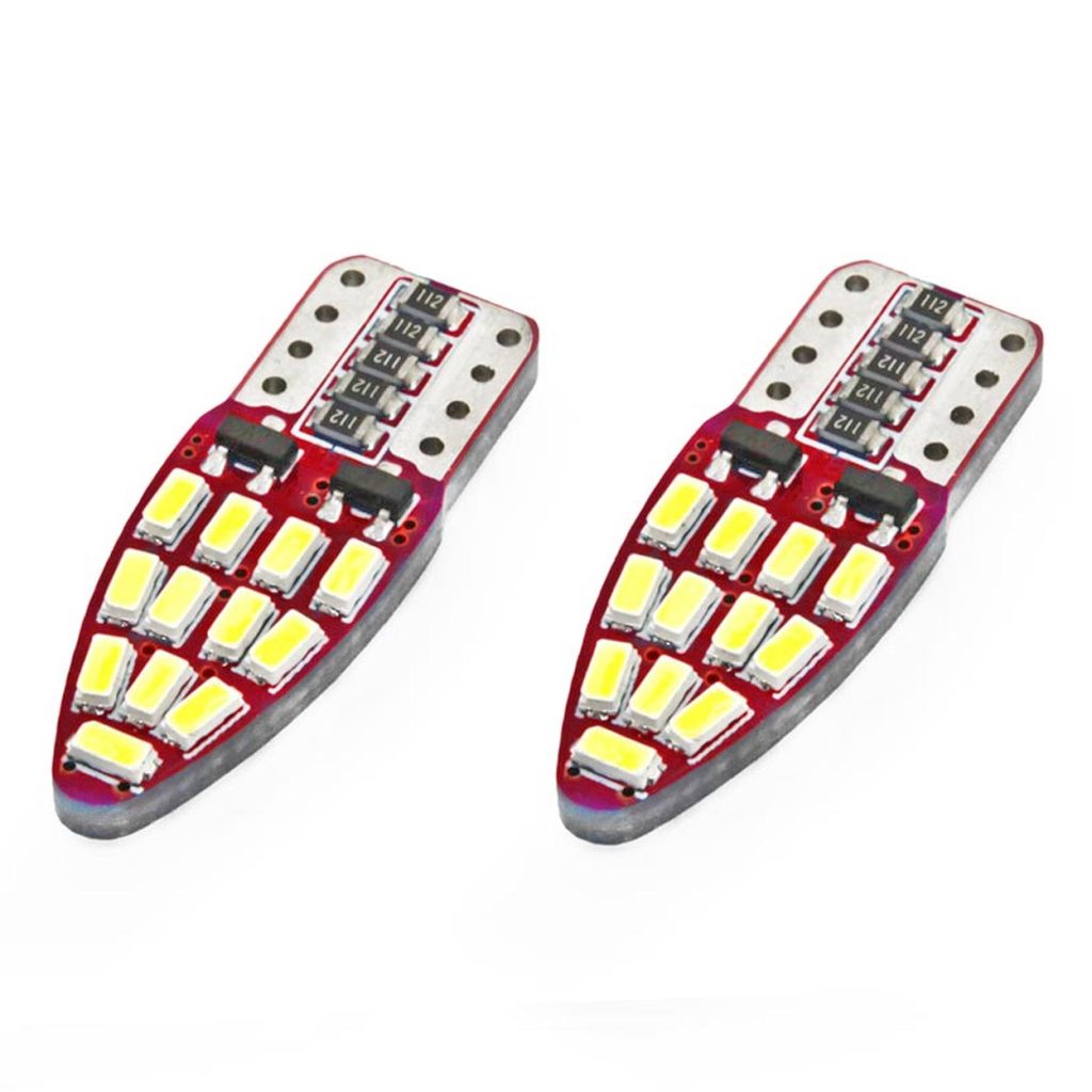 Εικόνα 2 από 2 — Amio – Λάμπες LED T10 W5W 12V W2.1×9.5d Λευκό Φως 5600K με 24 SMD 3014HP CAN-BUS Καρφωτές για Φώτα Θέσης Πινακίδας και Εσωτερικού Φωτισμού Αυτοκινήτου – 1 σετ (01285/AM)