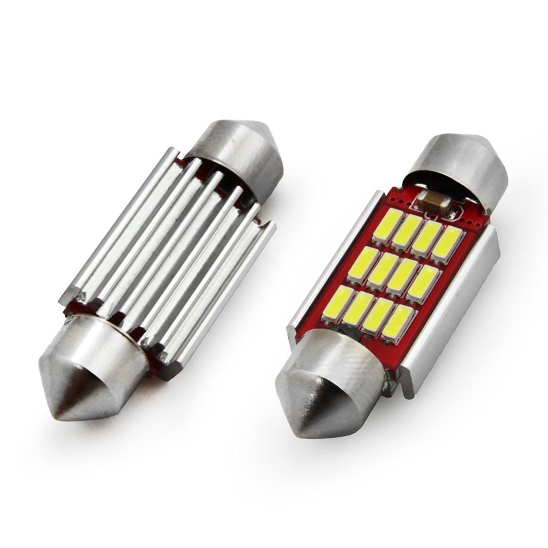 Εικόνα 1 από 2 — Amio – Λάμπες LED Πλαφονιέρας 36mm 12/24V 2.9W 5600K 12 LED CAN-BUS Festoon Λευκό Φως για Εσωτερικό Φωτισμό Καμπίνας και Πινακίδα Αυτοκινήτου – 1 σετ (01289/AM)