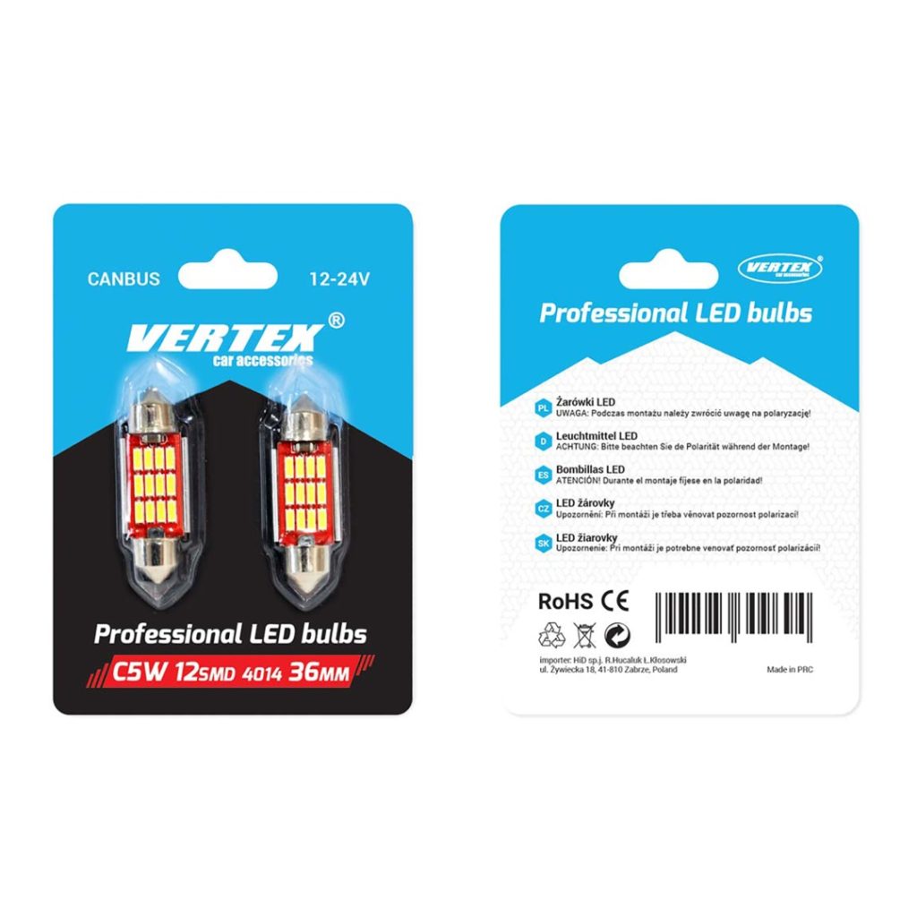 Εικόνα 2 από 2 — Amio – Λάμπες LED Πλαφονιέρας 36mm 12/24V 2.9W 5600K 12 LED CAN-BUS Festoon Λευκό Φως για Εσωτερικό Φωτισμό Καμπίνας και Πινακίδα Αυτοκινήτου – 1 σετ (01289/AM)