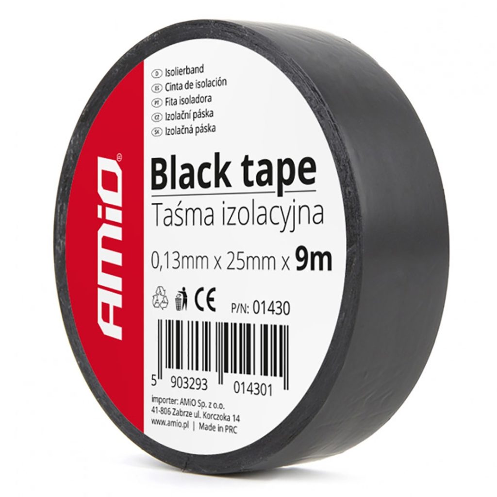 Εικόνα 1 από 1 — Amio – Μονωτική Ταινία Μαύρη PVC 25mm x 9m για Ηλεκτρικές Εγκαταστάσεις Αυτοκινήτου – 1 Τεμ. (01430/AM)