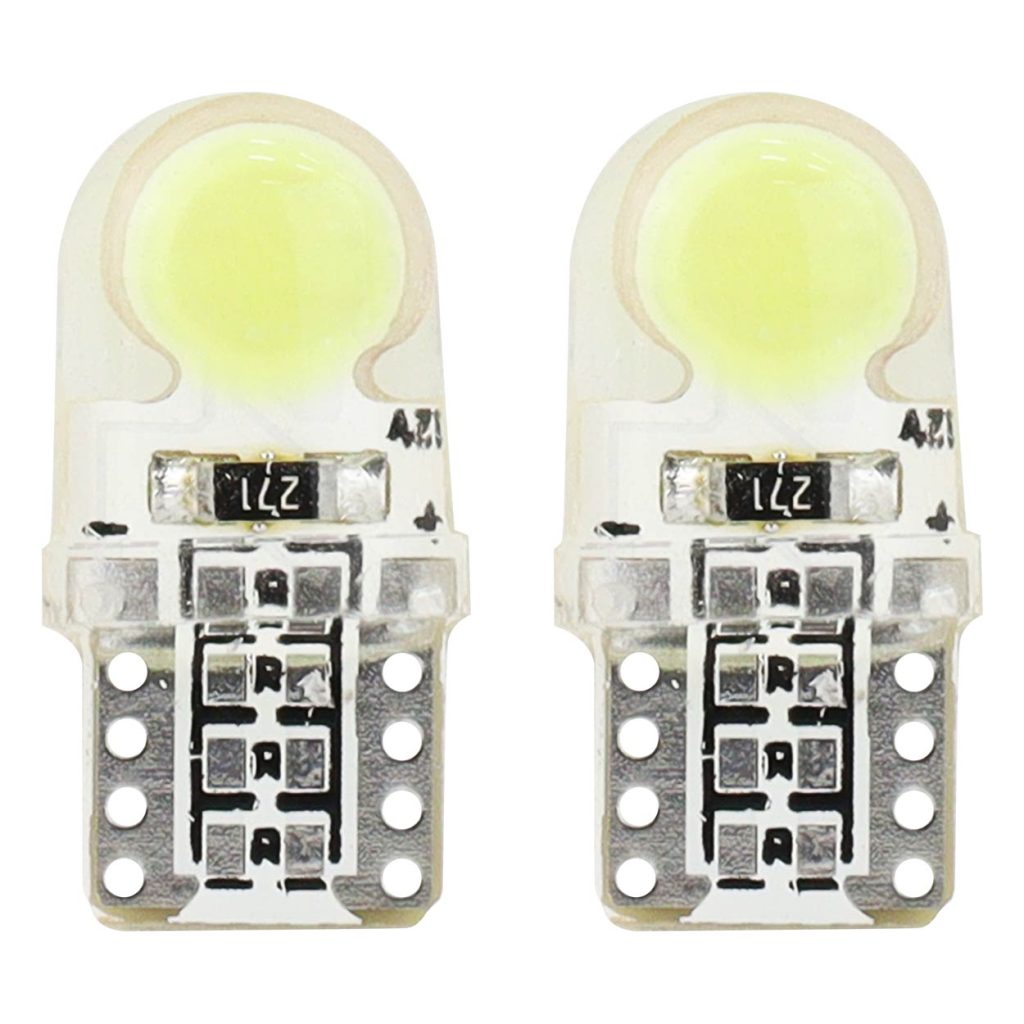 Εικόνα 1 από 3 — Amio – LED T10 W5W 12V W2.1×9.5d 5600K COB Σιλικόνης Καρφωτό Λευκό για Φώτα Θέσης & Εσωτερικού Αυτοκινήτου – 2 Τεμ. (01441/AM)