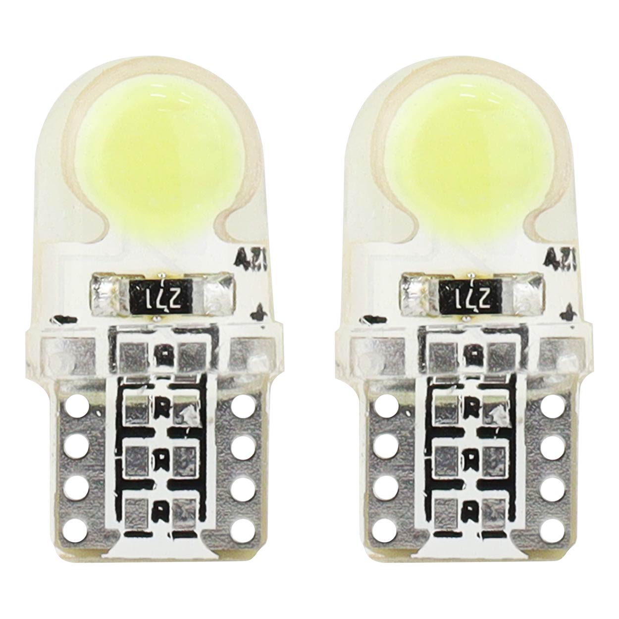 Εικόνα 1 από 3 — Amio – LED T10 W5W 12V W2.1×9.5d 5600K COB Σιλικόνης Καρφωτό Λευκό για Φώτα Θέσης & Εσωτερικού Αυτοκινήτου – 2 Τεμ. (01441/AM)