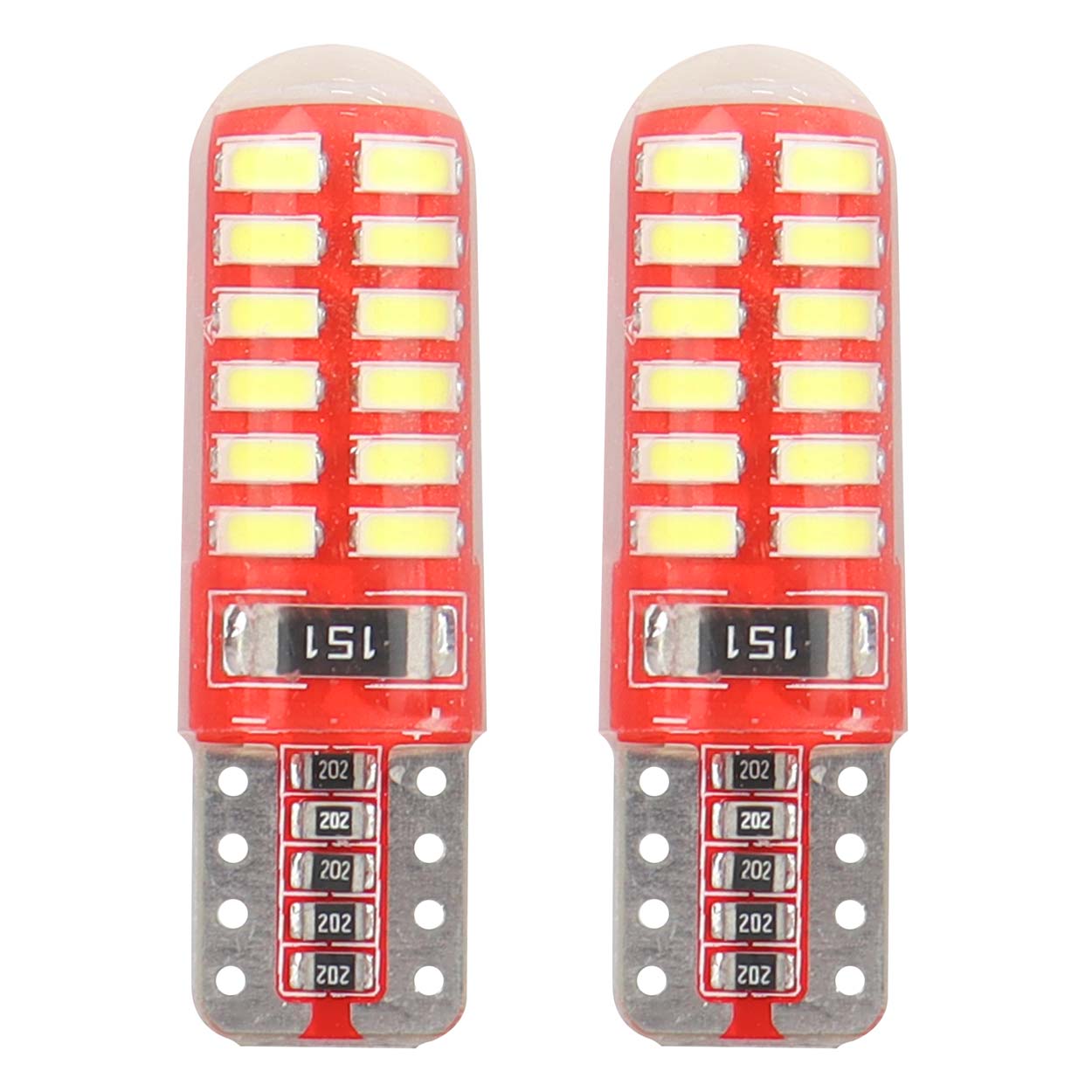 Εικόνα 1 από 4 — Amio – LED CANBUS T10 W5W 12V W2.1×9.5d 5600K 24xSMD 3014 Σιλικόνης Καρφωτό Λευκό για Φώτα Θέσης & Εσωτερικού Αυτοκινήτου – 2 Τεμ. (01444/AM)