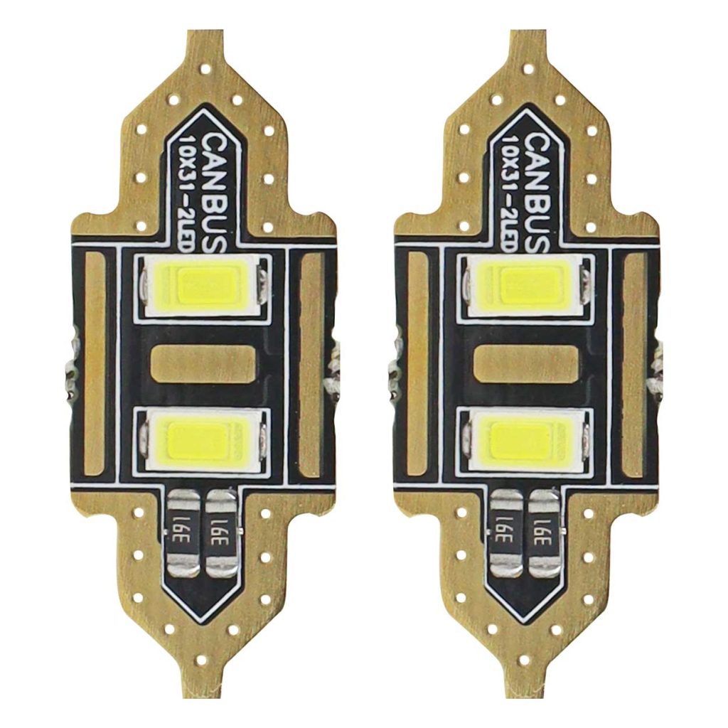 Εικόνα 1 από 3 — Amio – LED Λαμπάκια Πλαφονιέρας 31mm 12V 5600K 2xSMD 5730 για Εσωτερικό Φωτισμό Αυτοκινήτου – 2 Τεμ. (01448/AM)