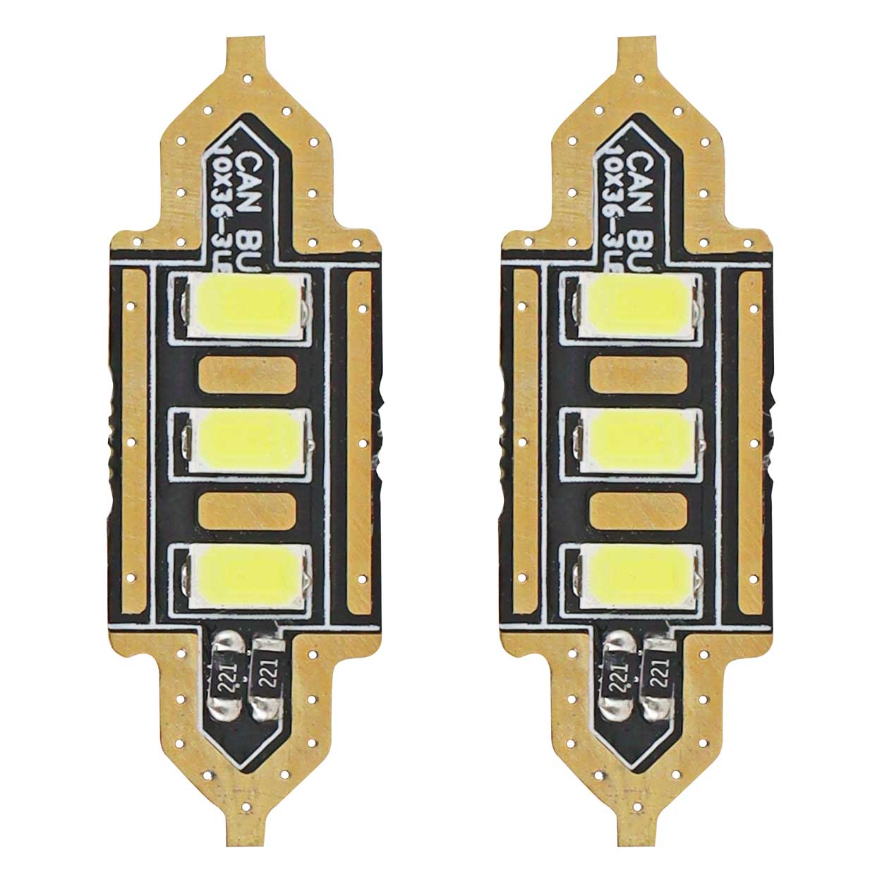 Εικόνα 1 από 3 — Amio – LED Λαμπάκια Πλαφονιέρας 36mm 12V 5600K 3xSMD 5730 για Εσωτερικό Φωτισμό Αυτοκινήτου – 2 Τεμ. (01449/AM)
