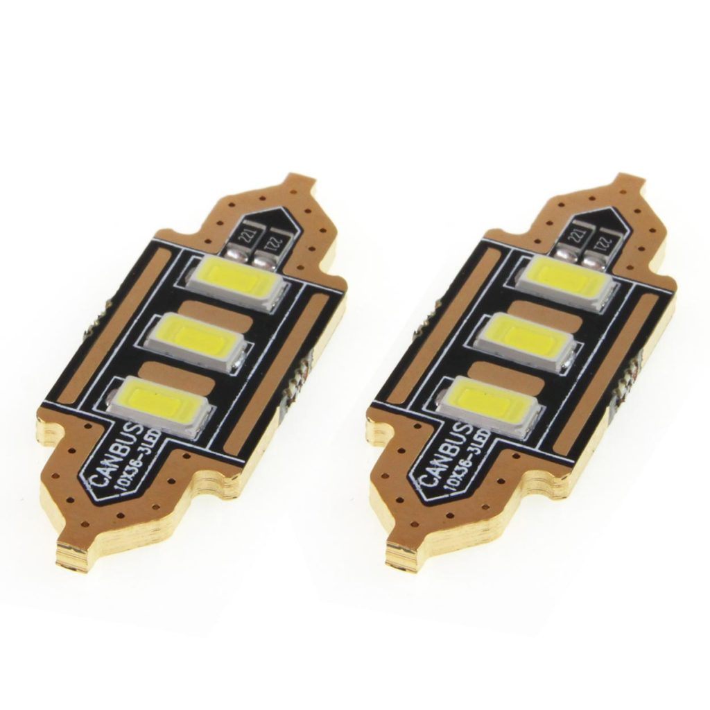 Εικόνα 2 από 3 — Amio – LED Λαμπάκια Πλαφονιέρας 36mm 12V 5600K 3xSMD 5730 για Εσωτερικό Φωτισμό Αυτοκινήτου – 2 Τεμ. (01449/AM)