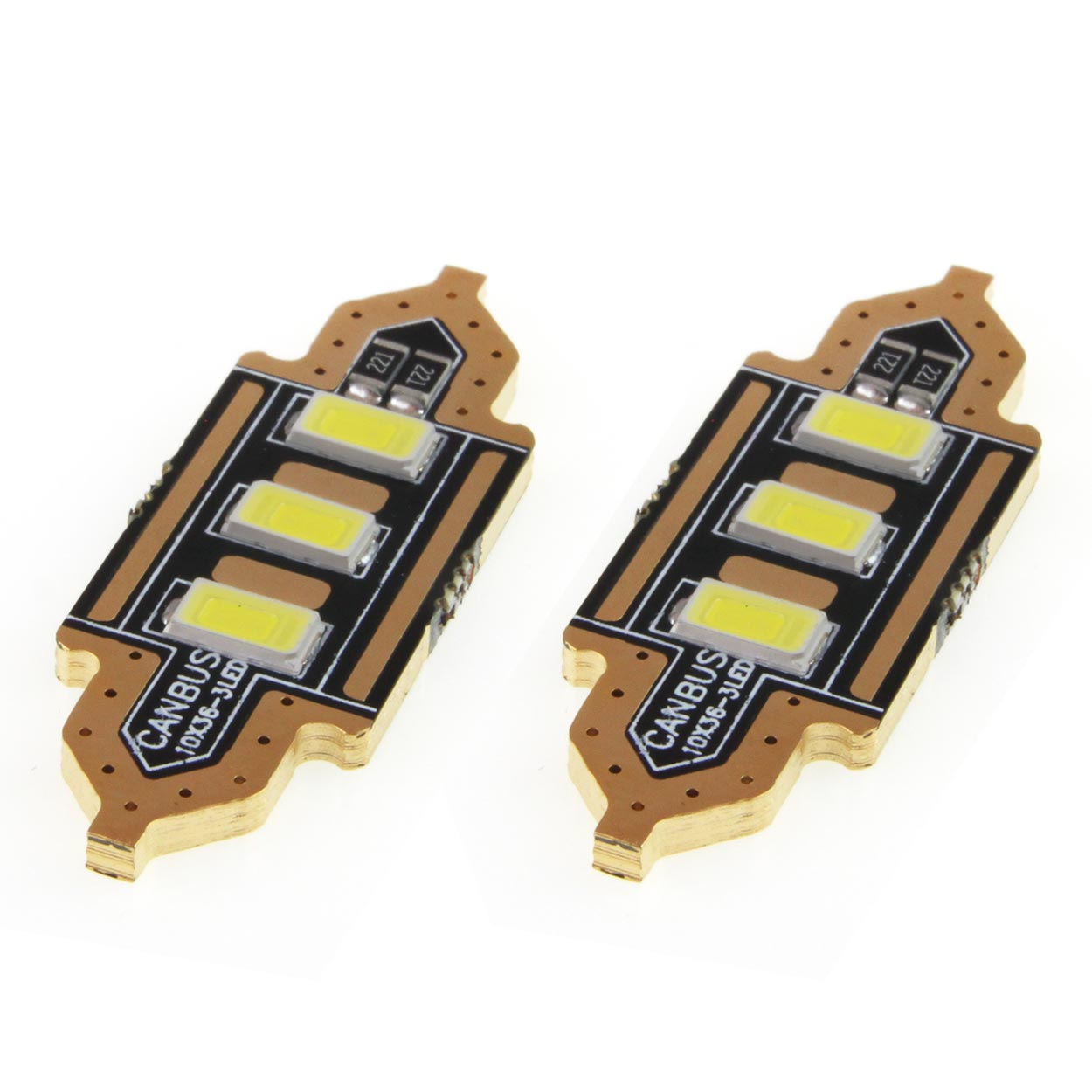 Εικόνα 2 από 3 — Amio – LED Λαμπάκια Πλαφονιέρας 36mm 12V 5600K 3xSMD 5730 για Εσωτερικό Φωτισμό Αυτοκινήτου – 2 Τεμ. (01449/AM)