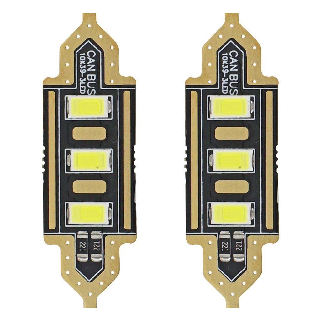 Εικόνα 1 από 3 — Amio – LED Λαμπάκια Πλαφονιέρας C5W 39mm 12V 0.5W 5600K 3xSMD 5730 για Αυτοκίνητο – 2 Τεμ. (01450/AM)