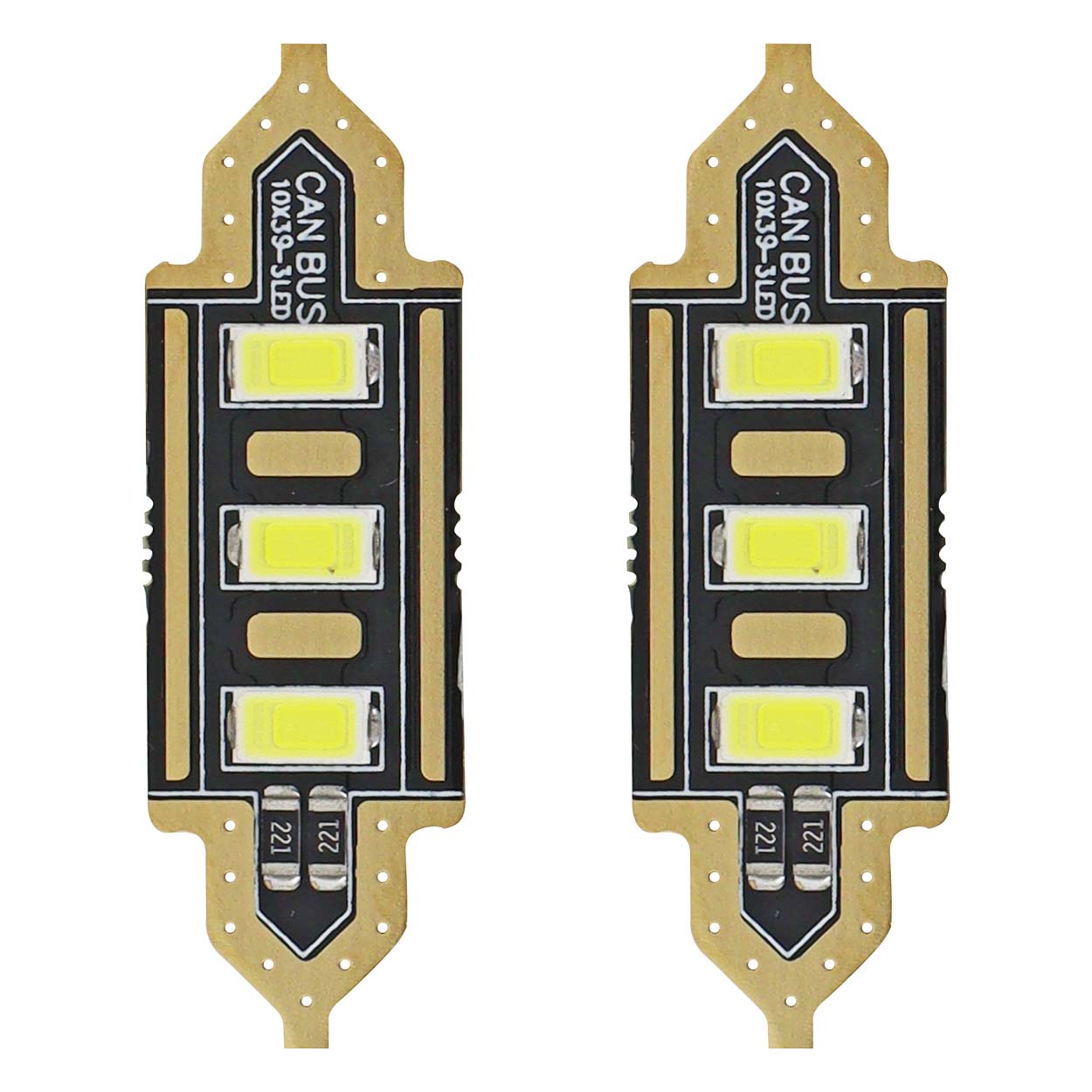 Εικόνα 1 από 3 — Amio – LED Λαμπάκια Πλαφονιέρας C5W 39mm 12V 0.5W 5600K 3xSMD 5730 για Αυτοκίνητο – 2 Τεμ. (01450/AM)