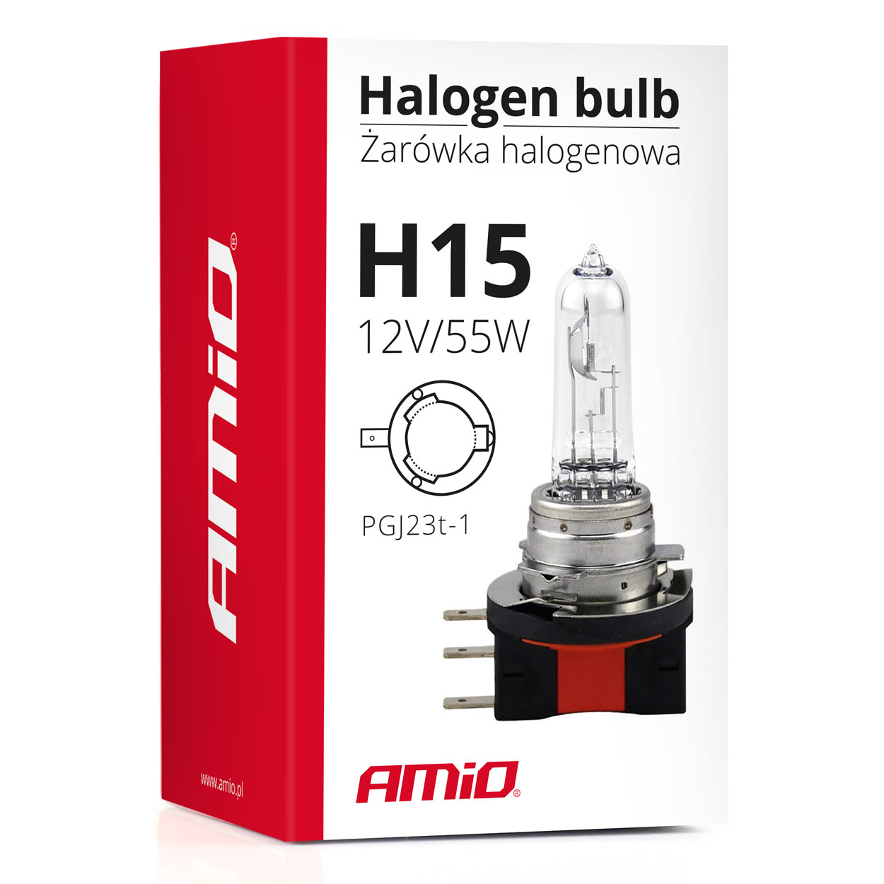 Εικόνα 4 από 4 — Amio – Λαμπτήρας Αλογόνου H15 PGJ23-t1 12V 55W Lumitec για Προβολείς Αυτοκινήτου – 1 Τεμ. (01490/AM)