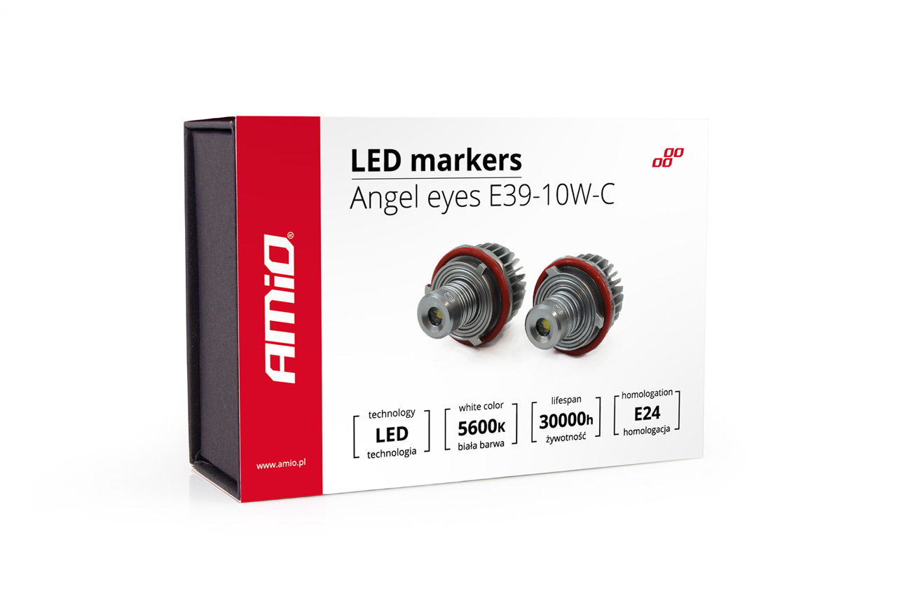 Εικόνα 1 από 4 — Amio – LED Λαμπάκια Angel Eyes 10W 270lm 5600K CANBUS για BMW Σειρά 1 3 5 για Καθαρό Λευκό Φως & Χωρίς Σφάλματα – Σετ 2 Τεμ. (01540/AM)