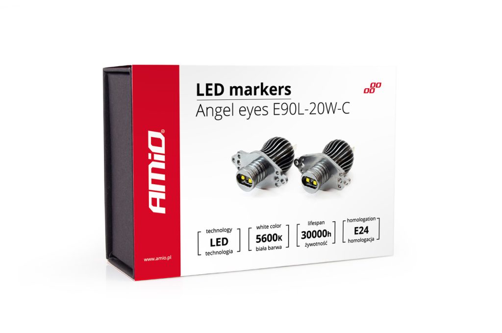 Εικόνα 1 από 2 — Amio – LED Λαμπάκια Angel Eyes 20W 340lm 5600K CANBUS για BMW Σειρά 3 E90 Sedan / E91 Station Wagon 2008 (LCI Halogen) για Καθαρό Λευκό Φως & Χωρίς Σφάλματα – Σετ 2 Τεμ. (01542/AM)