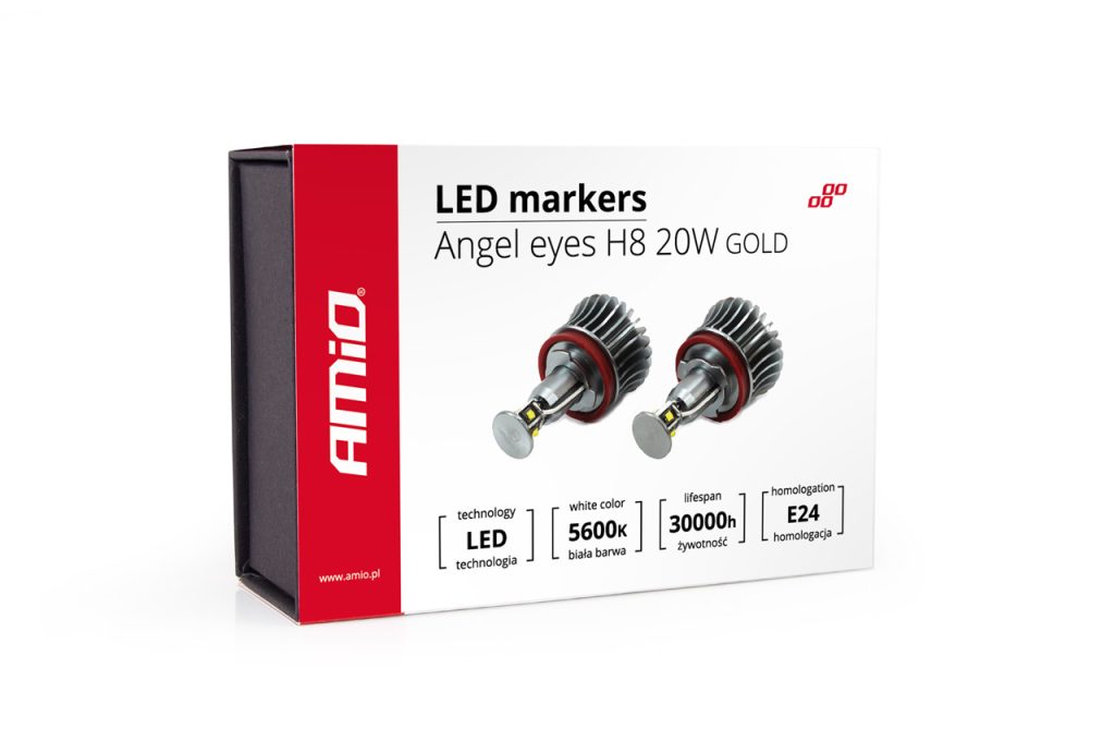 Εικόνα 1 από 2 — Amio – LED Λαμπάκια Angel Eyes H8 20W 420lm 5600K CANBUS για BMW Σειρά 1 3 5 X1 X5 X6 Z4 για Ισχυρό Λευκό Φως & Χωρίς Σφάλματα – Σετ 2 Τεμ. (01543/AM)