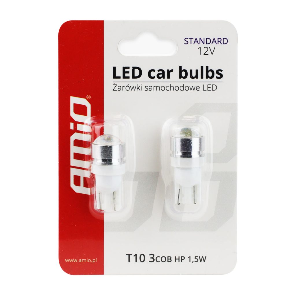 Εικόνα 3 από 3 — Amio – Λαμπάκια LED T10 W5W 12V 1.5W 5600K 1xHP Καρφωτά για Ισχυρό Λευκό Φωτισμό σε Καθημερινή Χρήση – Σετ 2 Τεμ. (01624/AM)
