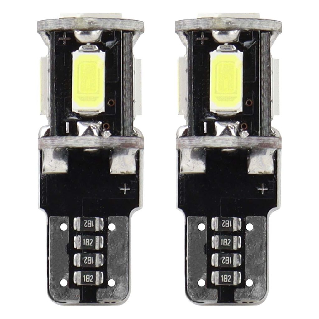 Εικόνα 1 από 3 — Amio – Λαμπάκια LED T10 W5W 12V 2W 5600K 5xSMD 5730 CANBUS Καρφωτά για Ισχυρό Λευκό Φωτισμό χωρίς Σφάλματα – Σετ 2 Τεμ. (01628/AM)