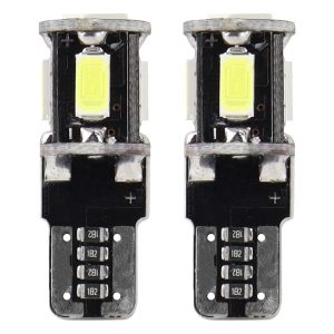 Amio – Λαμπάκια LED T10 W5W 12V 2W 5600K 5xSMD 5730 CANBUS Καρφωτά για Ισχυρό Λευκό Φωτισμό χωρίς Σφάλματα – Σετ 2 Τεμ. (01628/AM)