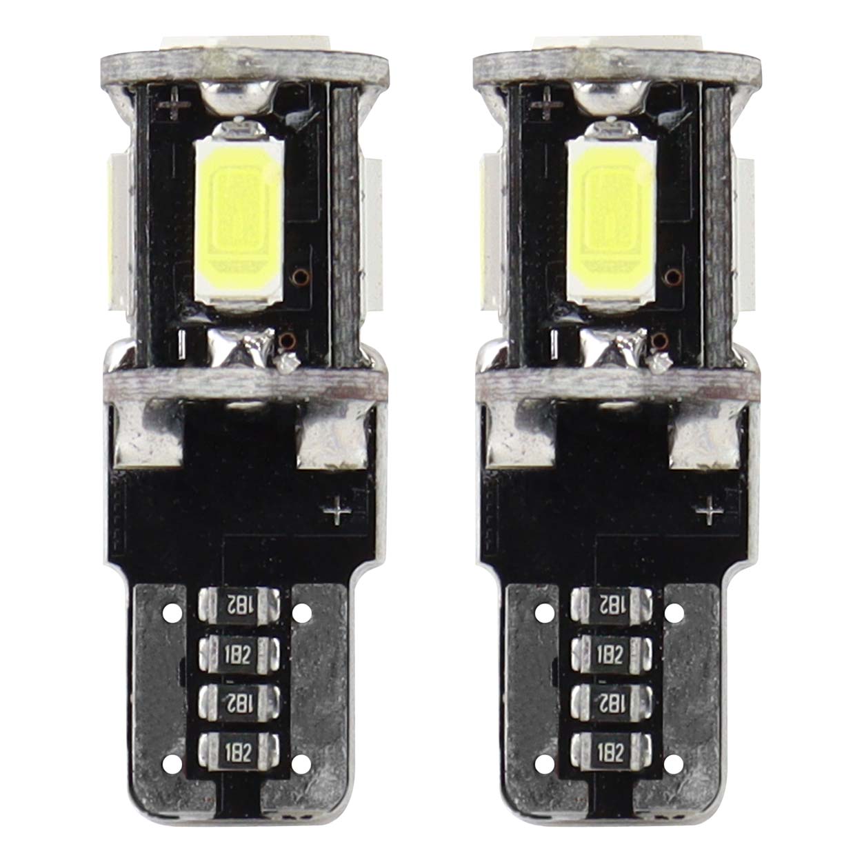Εικόνα 1 από 3 — Amio – Λαμπάκια LED T10 W5W 12V 2W 5600K 5xSMD 5730 CANBUS Καρφωτά για Ισχυρό Λευκό Φωτισμό χωρίς Σφάλματα – Σετ 2 Τεμ. (01628/AM)