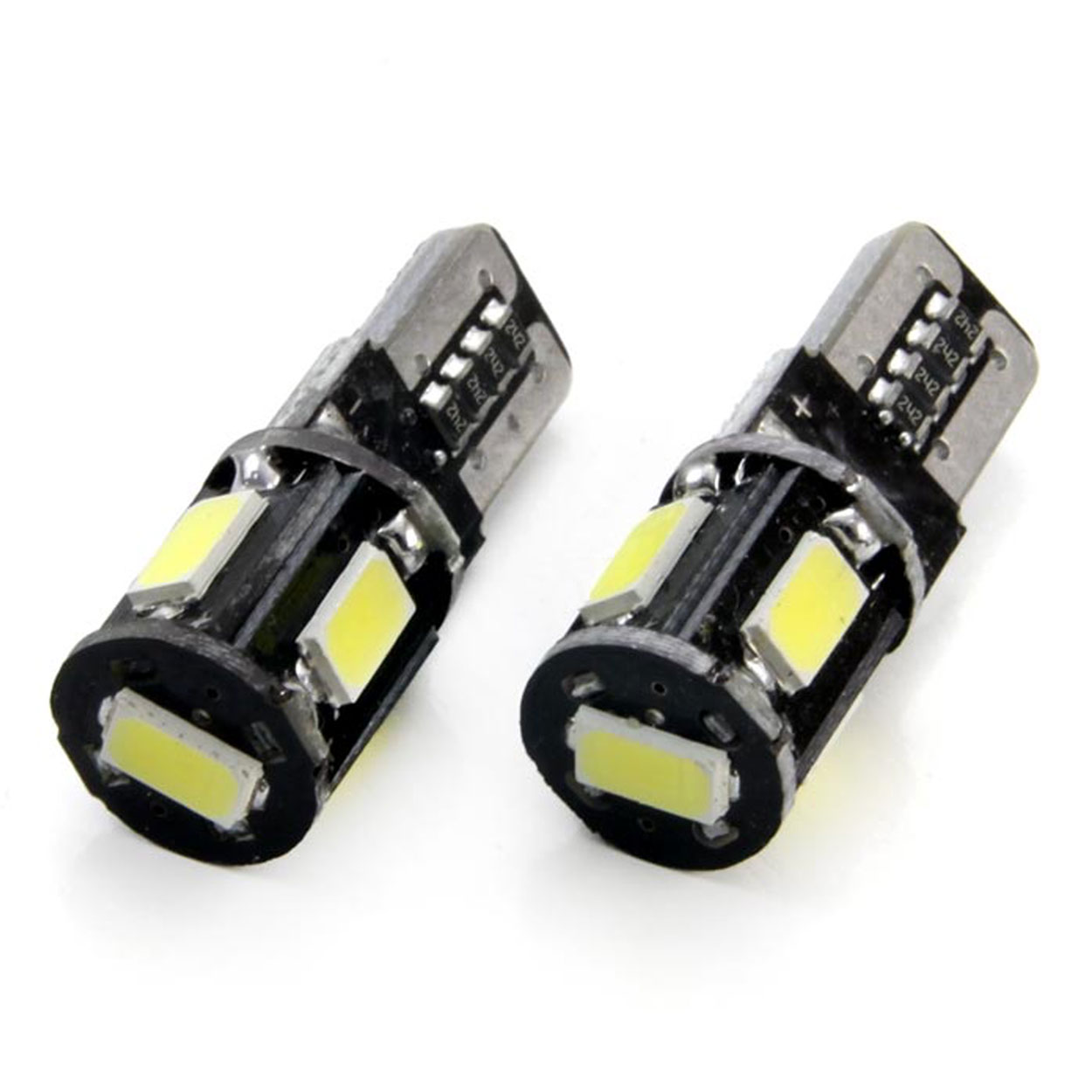 Εικόνα 2 από 3 — Amio – Λαμπάκια LED T10 W5W 12V 2W 5600K 5xSMD 5730 CANBUS Καρφωτά για Ισχυρό Λευκό Φωτισμό χωρίς Σφάλματα – Σετ 2 Τεμ. (01628/AM)