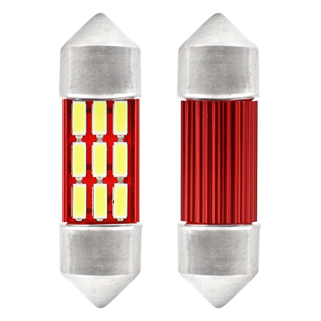 Εικόνα 1 από 3 — Amio – Λαμπάκια Πλαφονιέρας LED 31mm C5W C10W 12/24V 2W 5600K 12xSMD 4014 CANBUS για Καθαρό Φωτισμό Εσωτερικού – Σετ 2 Τεμ. (01631/AM)