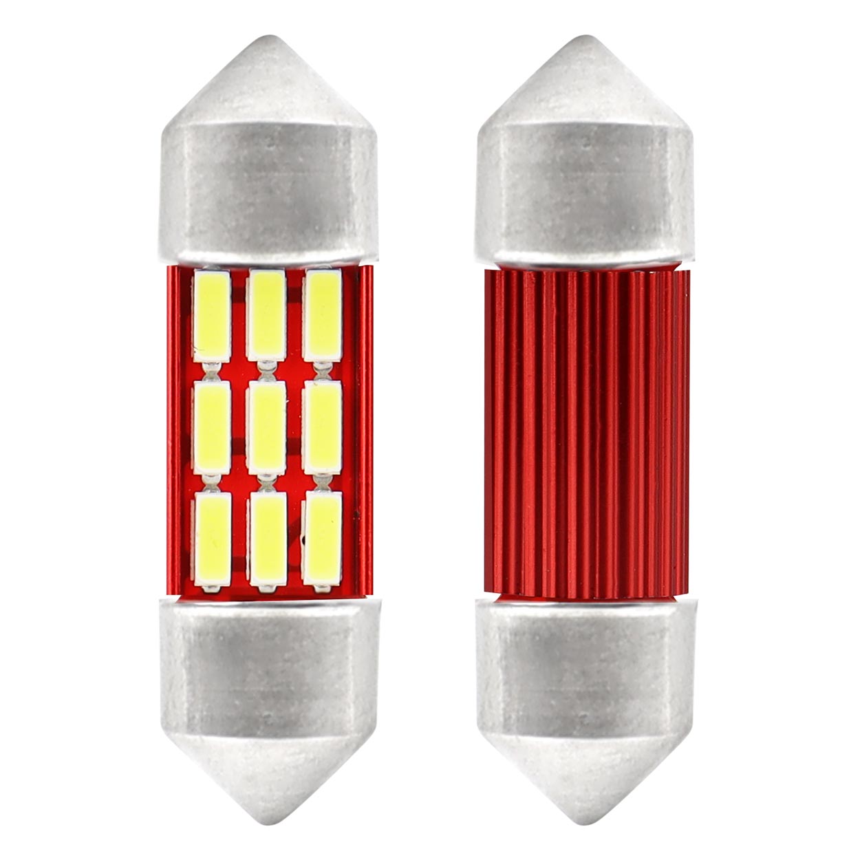 Εικόνα 1 από 3 — Amio – Λαμπάκια Πλαφονιέρας LED 31mm C5W C10W 12/24V 2W 5600K 12xSMD 4014 CANBUS για Καθαρό Φωτισμό Εσωτερικού – Σετ 2 Τεμ. (01631/AM)