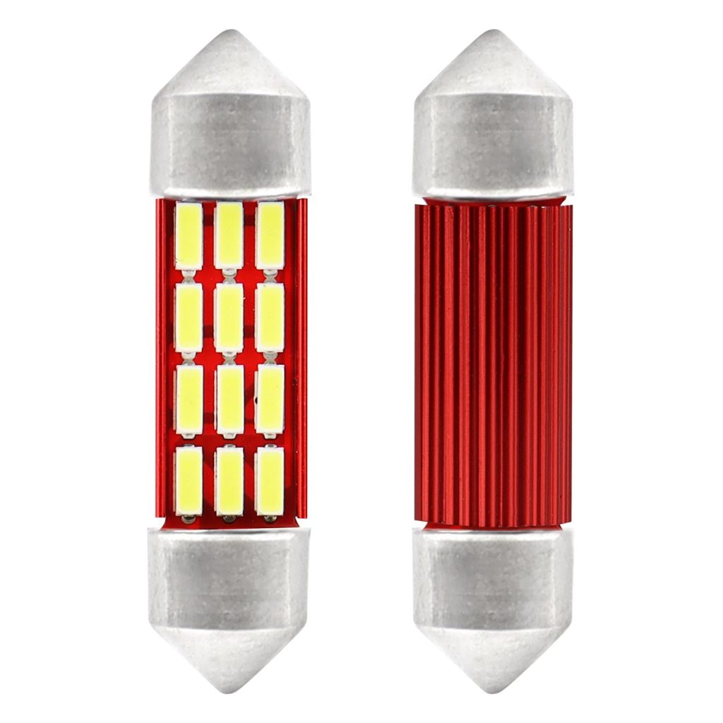 Εικόνα 1 από 3 — Amio – Λαμπάκια Πλαφονιέρας LED 36mm C5W C10W 12/24V 2W 5600K 12xSMD 4014 CANBUS για Καθαρό Φωτισμό Εσωτερικού – Σετ 2 Τεμ. (01632/AM)