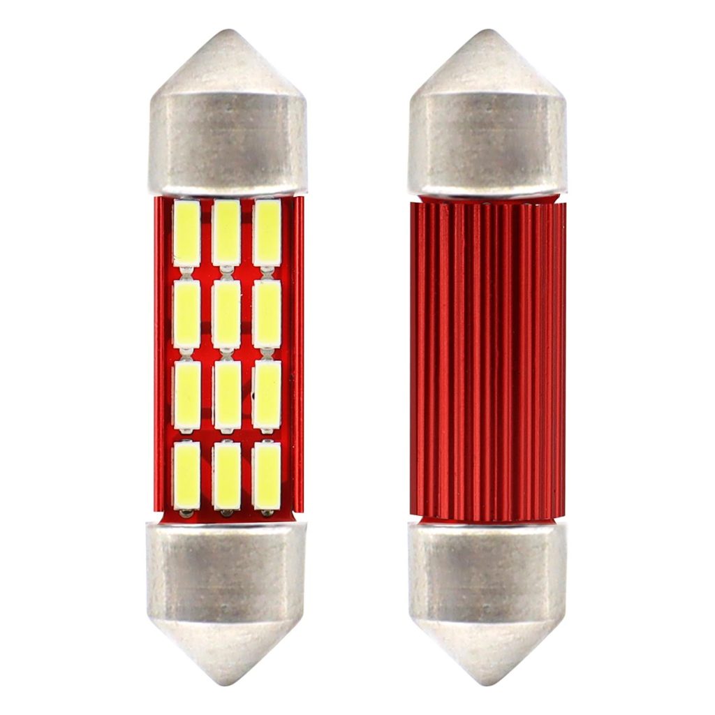 Εικόνα 1 από 3 — Amio – Λαμπάκια Πλαφονιέρας LED 39mm C5W C10W 12/24V 2.2W 5600K 14xSMD 4014 CANBUS για Ισχυρό Φωτισμό Εσωτερικού – Σετ 2 Τεμ. (01633/AM)