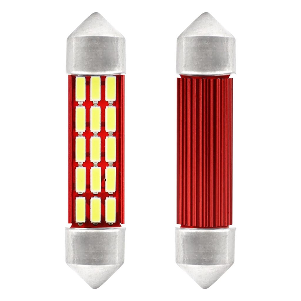 Εικόνα 1 από 2 — Amio – Λαμπάκια Πλαφονιέρας LED 41mm C5W C10W 12/24V 2.3W 5600K 20xSMD 4014 CANBUS για Ισχυρό Φωτισμό Εσωτερικού χωρίς Σφάλματα – Σετ 2 Τεμ. (01634/AM)