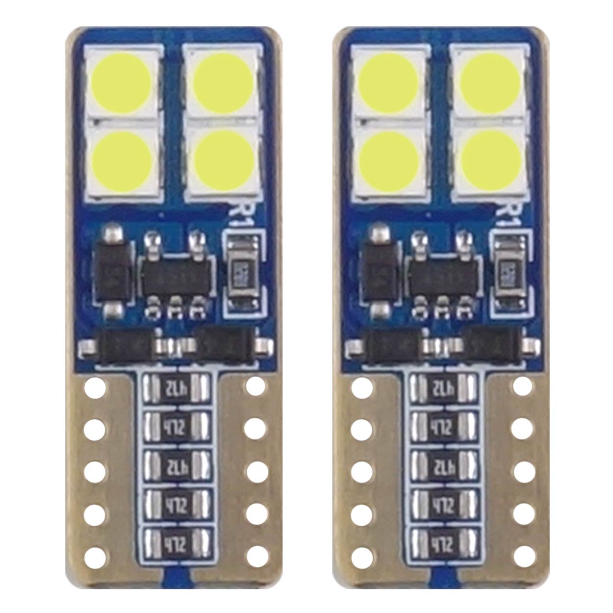 Εικόνα 1 από 3 — Amio – Λαμπάκια LED T10 W5W 12/24V 2W 5600K 8xSMD 2835 CANBUS Καρφωτά για Ισχυρό Λευκό Φωτισμό χωρίς Σφάλματα – Σετ 2 Τεμ. (01635/AM)