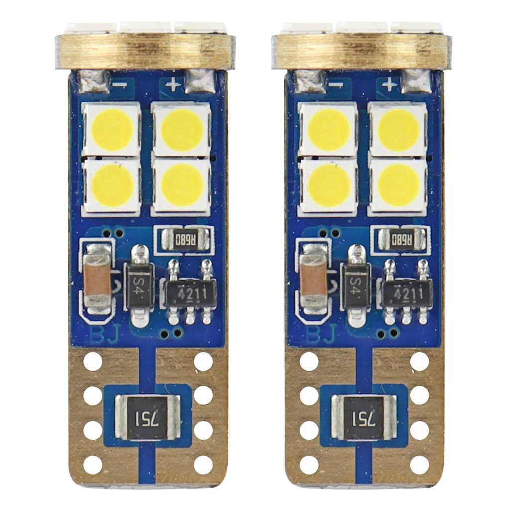 Εικόνα 1 από 5 — Amio – Λαμπάκια LED T10 W5W 12/24V 2.3W 5600K 12xSMD 2835 CANBUS Καρφωτά για Ισχυρό Λευκό Φωτισμό χωρίς Σφάλματα – Σετ 2 Τεμ. (01636/AM)