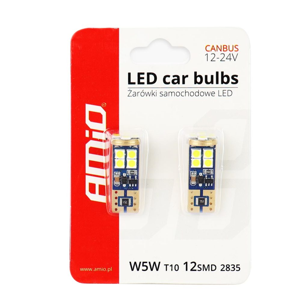 Εικόνα 5 από 5 — Amio – Λαμπάκια LED T10 W5W 12/24V 2.3W 5600K 12xSMD 2835 CANBUS Καρφωτά για Ισχυρό Λευκό Φωτισμό χωρίς Σφάλματα – Σετ 2 Τεμ. (01636/AM)