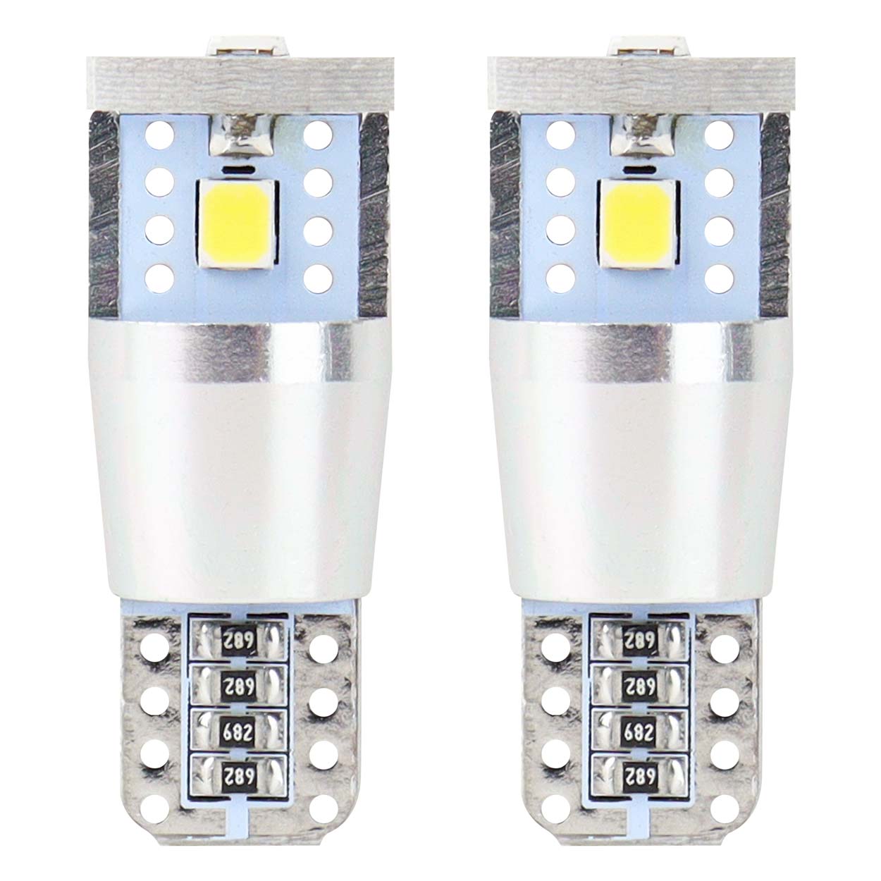 Εικόνα 1 από 5 — Amio – Λαμπάκια LED T10 W5W 12/24V 2.4W 5600K 3xSMD 2835 CANBUS Καρφωτά για Ισχυρό Λευκό Φωτισμό χωρίς Σφάλματα – Σετ 2 Τεμ. (01637/AM)