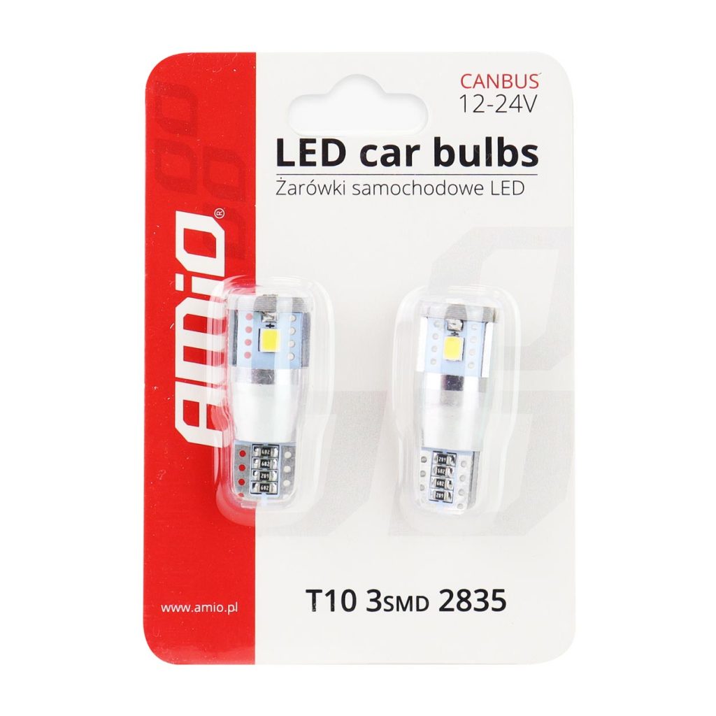 Εικόνα 5 από 5 — Amio – Λαμπάκια LED T10 W5W 12/24V 2.4W 5600K 3xSMD 2835 CANBUS Καρφωτά για Ισχυρό Λευκό Φωτισμό χωρίς Σφάλματα – Σετ 2 Τεμ. (01637/AM)