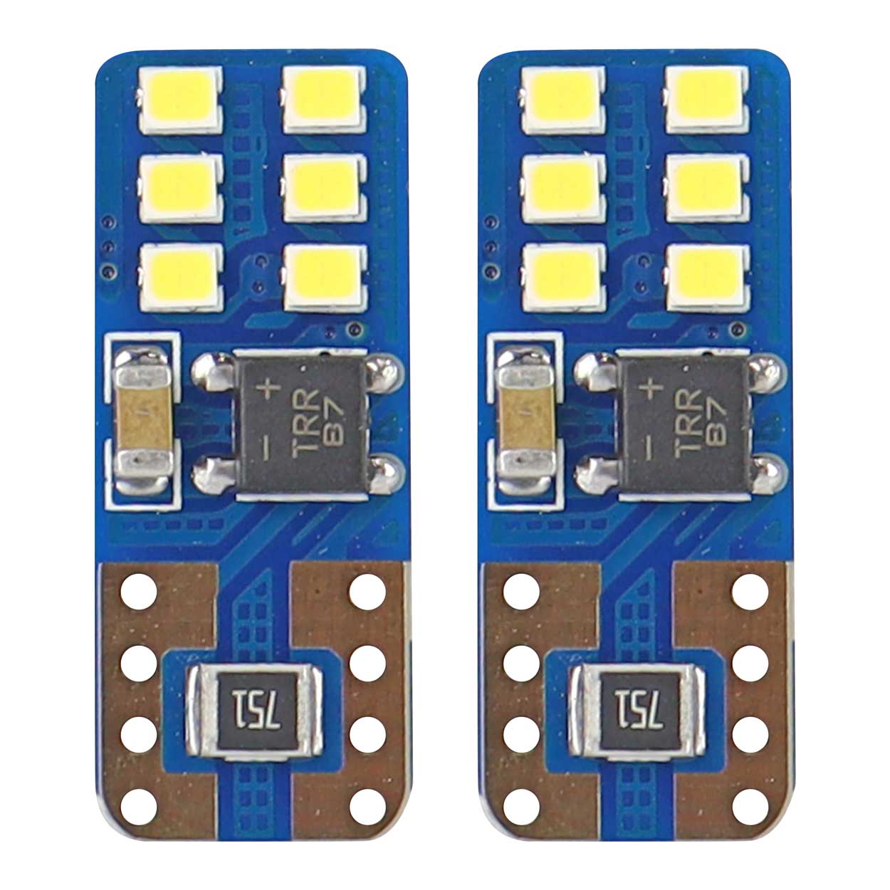 Εικόνα 1 από 5 — Amio – Λαμπάκια LED T10 W5W 12/24V 2W 5600K 12xSMD 2016 CANBUS Καρφωτά για Ισχυρό Λευκό Φωτισμό χωρίς Σφάλματα – Σετ 2 Τεμ. (01638/AM)