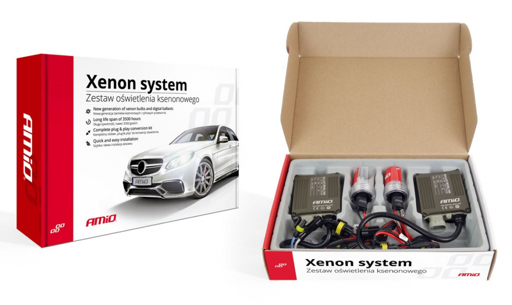 Εικόνα 1 από 3 — Amio – Kit Xenon Bi-Xenon H4-3 6000K 35W CANBUS 12/24V για ισχυρό φωτισμό δρόμου και καθαρή δέσμη χωρίς σφάλματα στο καντράν – 1 Σετ (01792/AM)