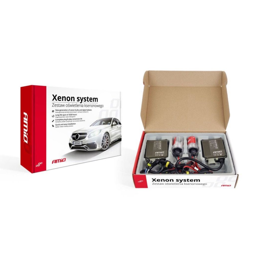 Εικόνα 1 από 3 — Amio – Kit Xenon Bi-Xenon H4-3 8000K 35W CANBUS 12/24V για έντονο ψυχρό φωτισμό και καθαρή δέσμη χωρίς σφάλματα στο καντράν – 1 Σετ (01793/AM)