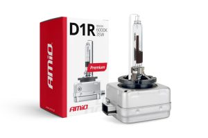 Amio - Λάμπα Xenon D1R 6000K 35W 12V Premium για αντικατάσταση εργοστασιακών και aftermarket xenon με καθαρό λευκό φωτισμό και σταθερή απόδοση με ενσωματωμένο igniter - 1 Τεμ. (01967/AM)